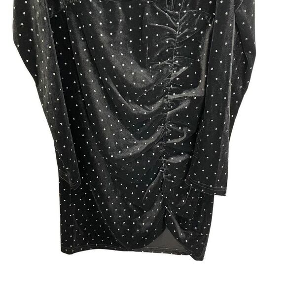 Betsey Johnson Black Power Sleeve Metallic Dot Velvet Dress Size L New - Picture 6 of 10